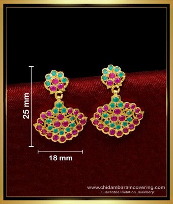 ERG1670 - Best Quality Impon Kammal Ruby Emerald Stone Earrings 