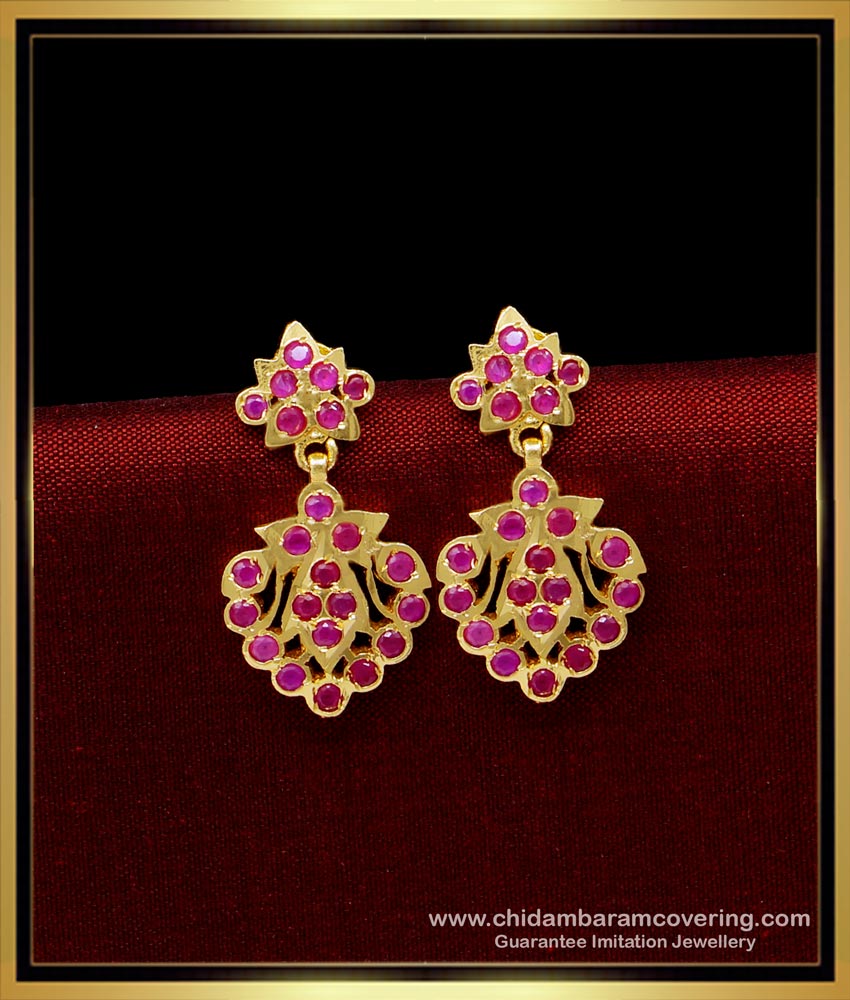 ERG1671 - Elegant Impon Ruby Stone Earrings Online Shopping 
