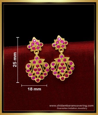 ERG1671 - Elegant Impon Ruby Stone Earrings Online Shopping 