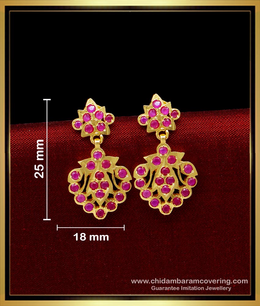 ERG1671 - Elegant Impon Ruby Stone Earrings Online Shopping 