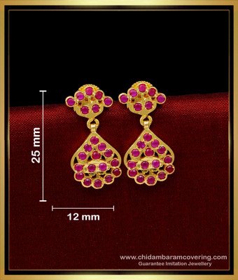 ERG1673 - Real Gold Look Impon Ruby Earrings 1 Gram Gold Jewellery