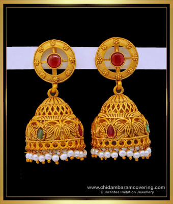 ERG1675 - Buy Temple Jewellery Earrings Jhumkas Design Online