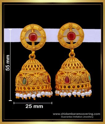 ERG1675 - Buy Temple Jewellery Earrings Jhumkas Design Online