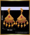 ERG1676 - South Indian Mango Design Antique Temple Gold Earrings 
