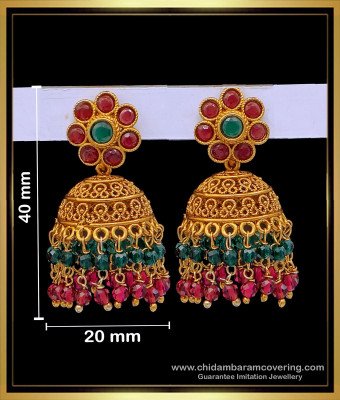 ERG1677 - Best Quality Temple Jewellery Jhumkas Online Shopping