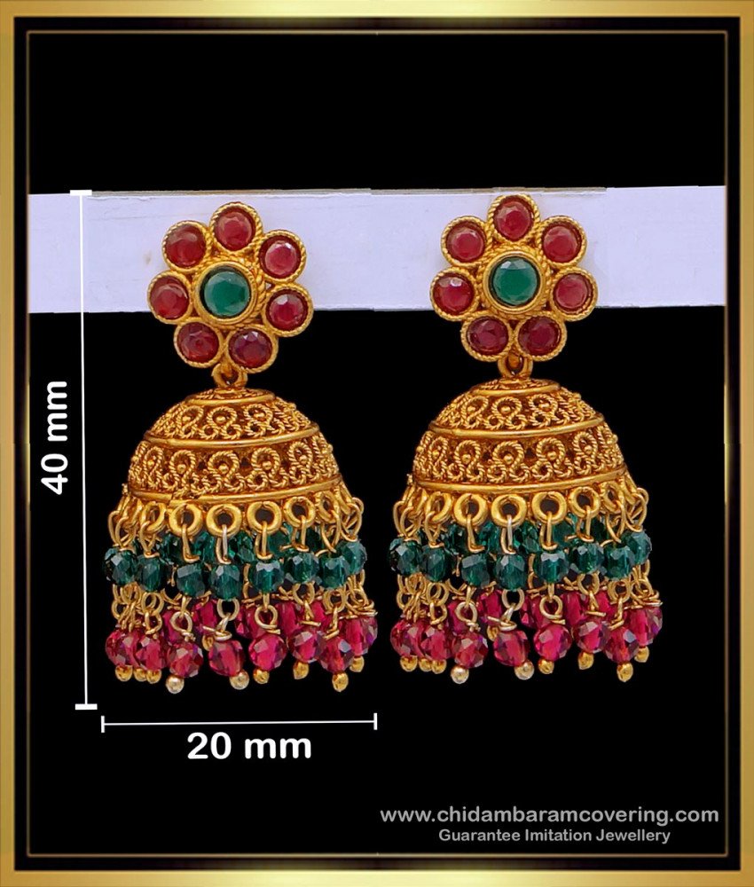 ERG1677 - Best Quality Temple Jewellery Jhumkas Online Shopping
