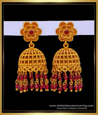 ERG1678 - Trendy Temple Jewellery Floral Pattern Jhumkas for Girls