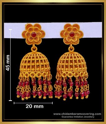ERG1678 - Trendy Temple Jewellery Floral Pattern Jhumkas for Girls