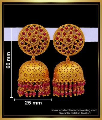 ERG1679 - Latest Gold Temple Jewellery Jhumka Designs for Wedding