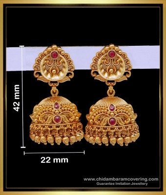 ERG1681 - First Quality Antique Temple Jewellery Jhumkas Designs 