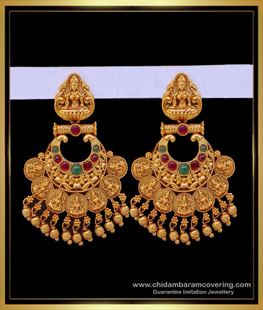 ERG1682 - Latest Lakshmi Design Antique Chandbali Earrings for Wedding