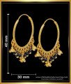 ERG1684 - Trendy Black Beads Big Round Hoop Earrings for Women