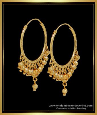 ERG1685 - Beautiful Gold Plated Hoop Earrings Large Size for Women