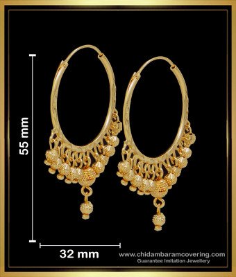 ERG1685 - Beautiful Gold Plated Hoop Earrings Large Size for Women