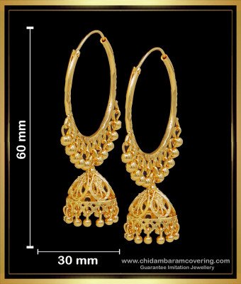 ERG1687 - Latest Gold Plated Big Jhumka Hoop Earrings for Women