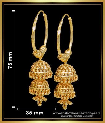ERG1688 - Light Weight Gold Jhumka Bali Design Earrings for Female