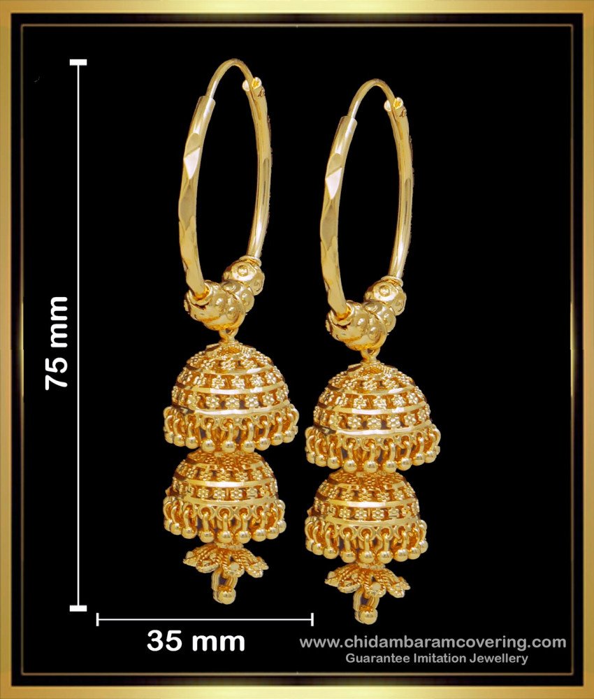 ERG1688 - Light Weight Gold Jhumka Bali Design Earrings for Female