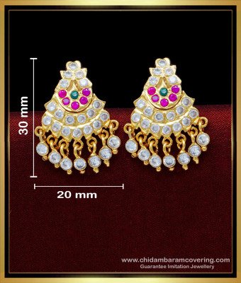 ERG1689 - Traditional Panchaloha Multi Stone Stud Earrings for Women