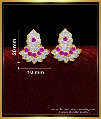 ERG1692 - Impon White and Ruby Stone Stud Earrings for Women