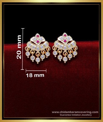 ERG1863 - Impon White Stone Latest Gold Earrings Design for Daily Use