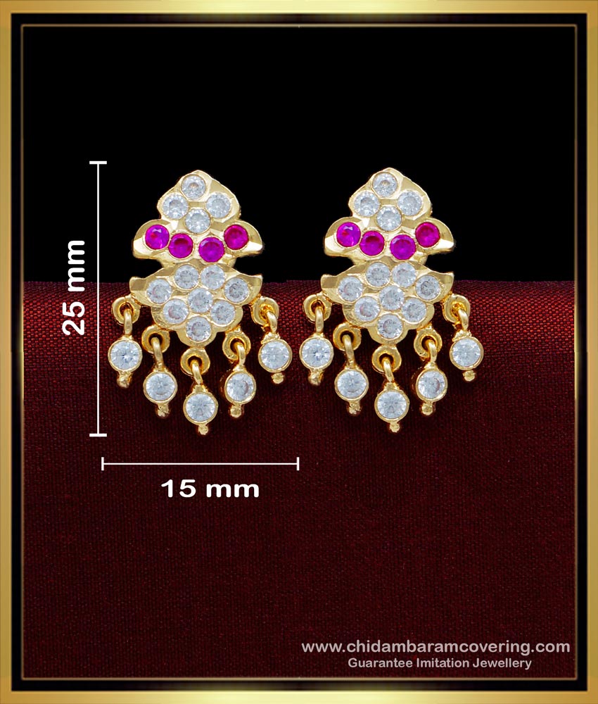 ERG1697 - Latest Impon Jewellery Collection White Stone Stud Earrings 