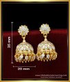 ERG1698 - First Quality White Stone Impon Jhumkas Earrings for Wedding