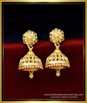 ERG1707 - Traditional Gold Design Jhumka Earrings Design Online