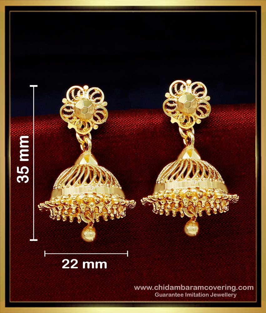 ERG1708 - South Indian Bridal Wear Earrings Jimikki Kammal Design 