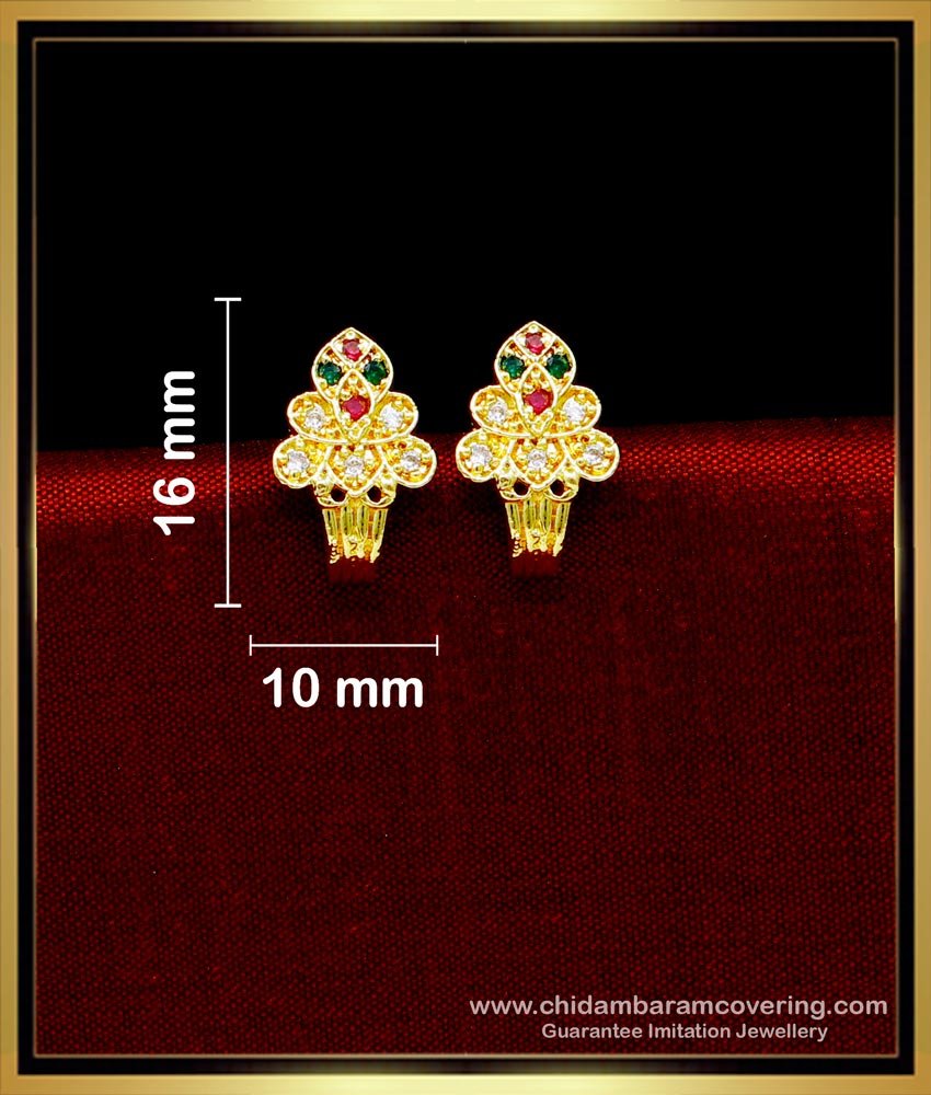 ERG1709 - Small Multi Stone Daily Use 1 Gram Gold Plated Earrings