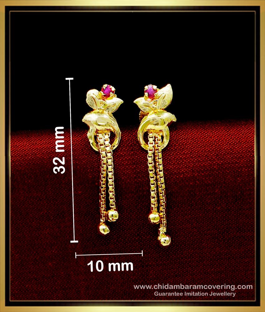 ERG1710 - New Design Ruby Stone 1 Gram Gold Earrings Online