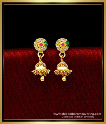 ERG1712 - Cute Small Daily Use 1 Gram Gold Jhumka Earrings Online