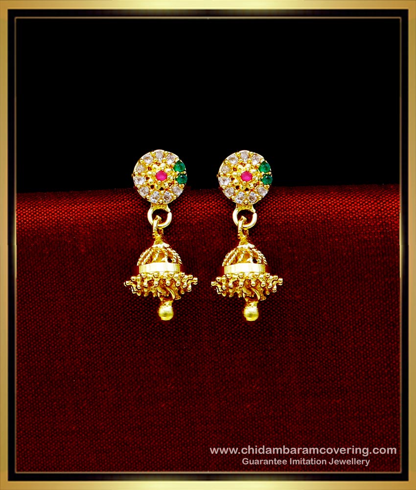 ERG1712 - Cute Small Daily Use 1 Gram Gold Jhumka Earrings Online