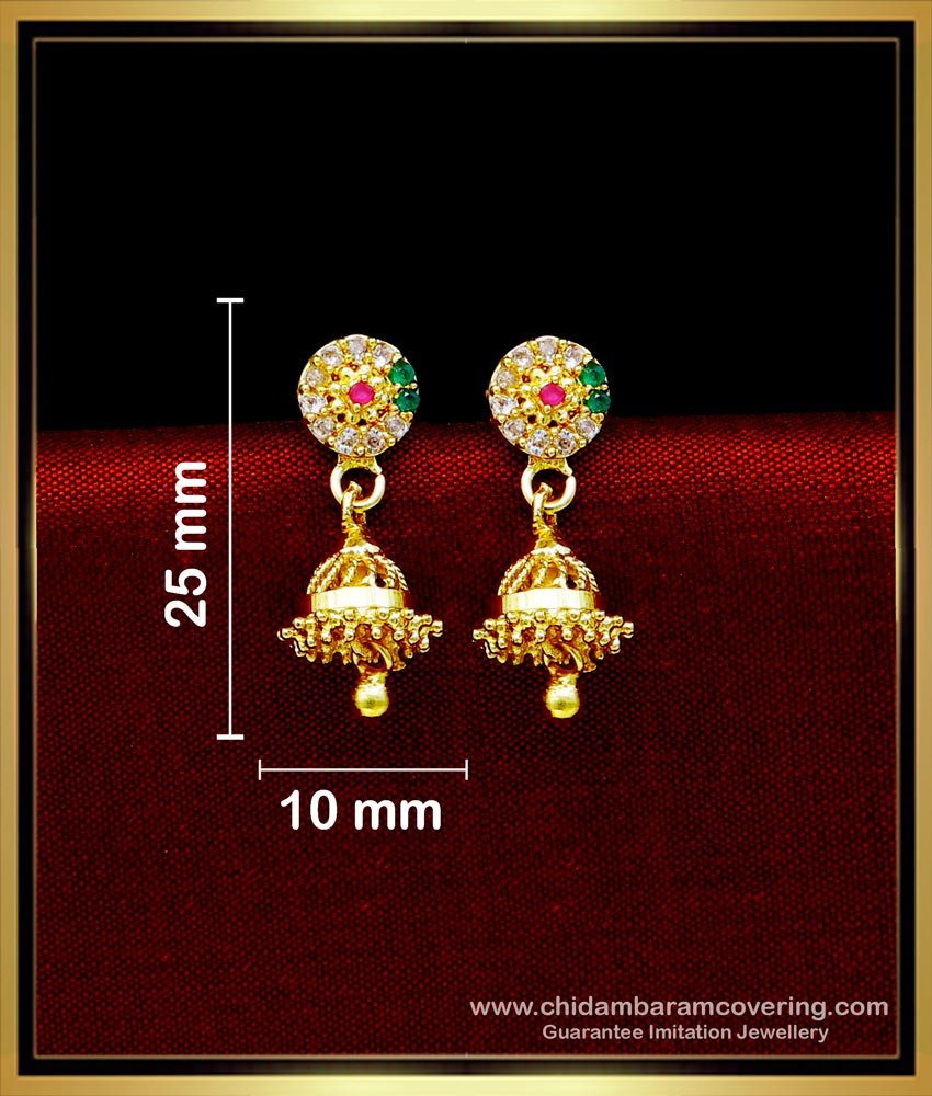 ERG1712 - Cute Small Daily Use 1 Gram Gold Jhumka Earrings Online