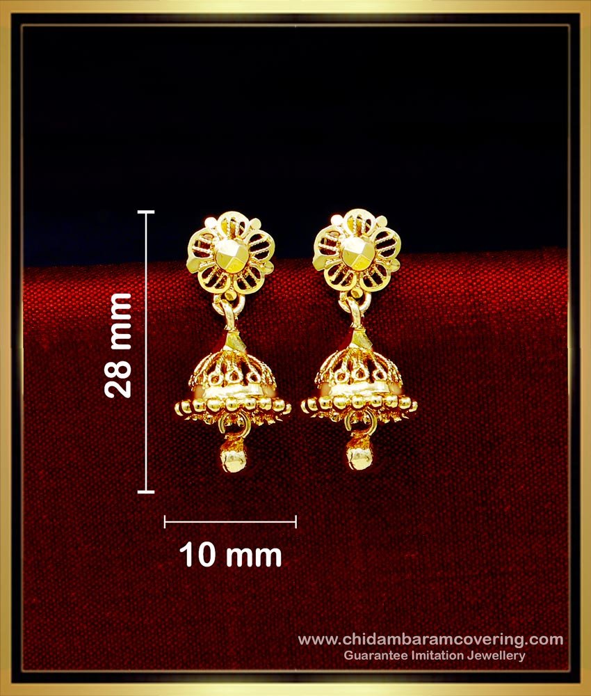 ERG1713 - Small Daily Use One Gram Gold Jhumka Earrings Design
