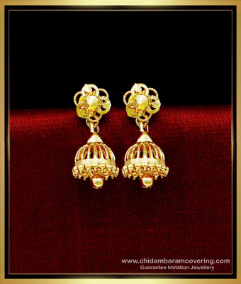 ERG1714 - Traditional Gold Jhumkas Earrings Design for Women 