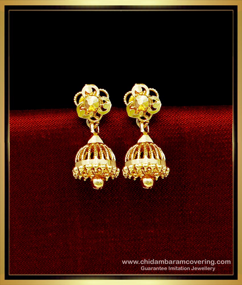 ERG1714 - Traditional Gold Jhumkas Earrings Design for Women 