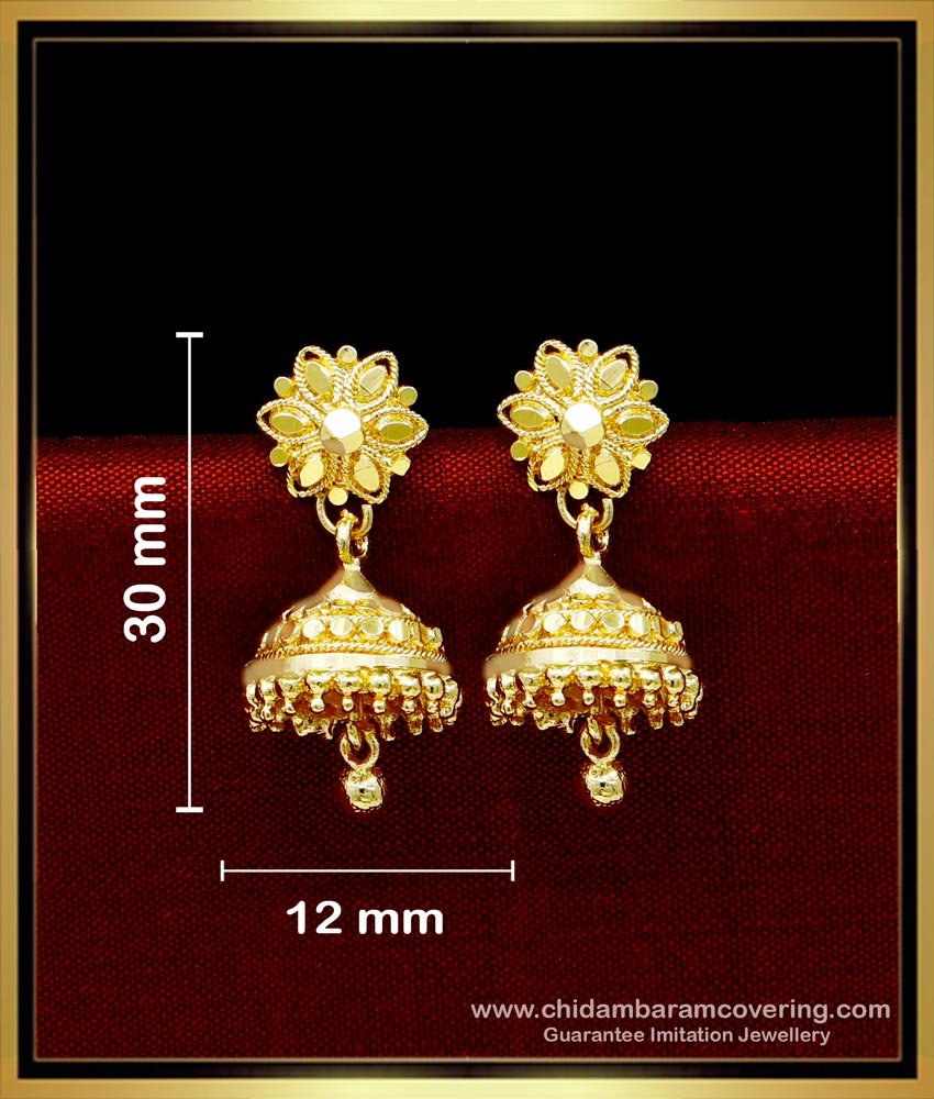 ERG1717 - Simple Gold Jimikki Kammal Designs Gold Plated Jhumkas Online
