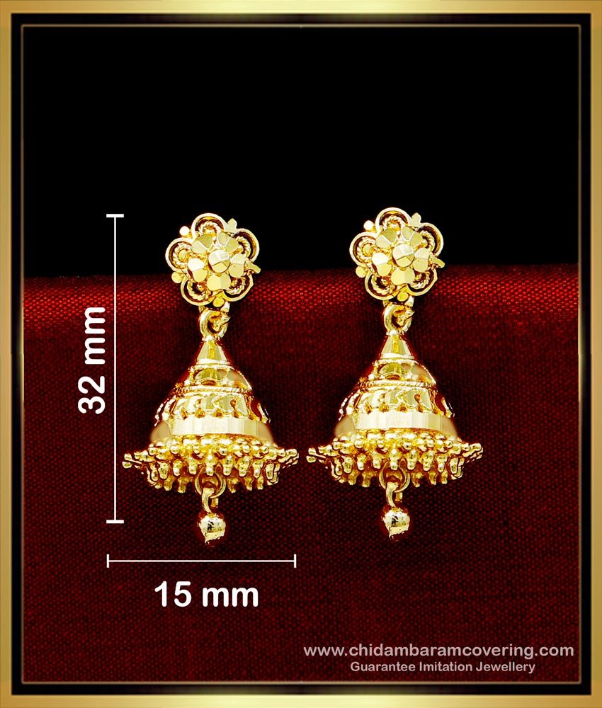 ERG1718 - Kerala Simple Gold Jimikki Kammal Designs for Women