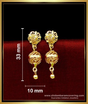 ERG1719 - 1 Gram Gold Plated Cage Earrings Gold Design for Girls