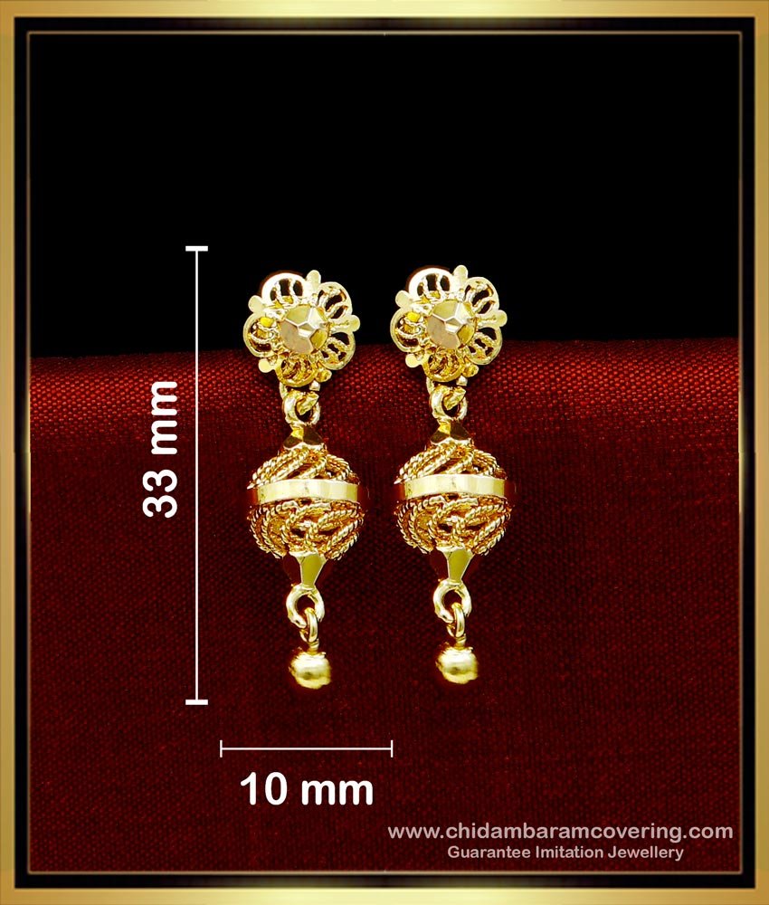 ERG1719 - 1 Gram Gold Plated Cage Earrings Gold Design for Girls