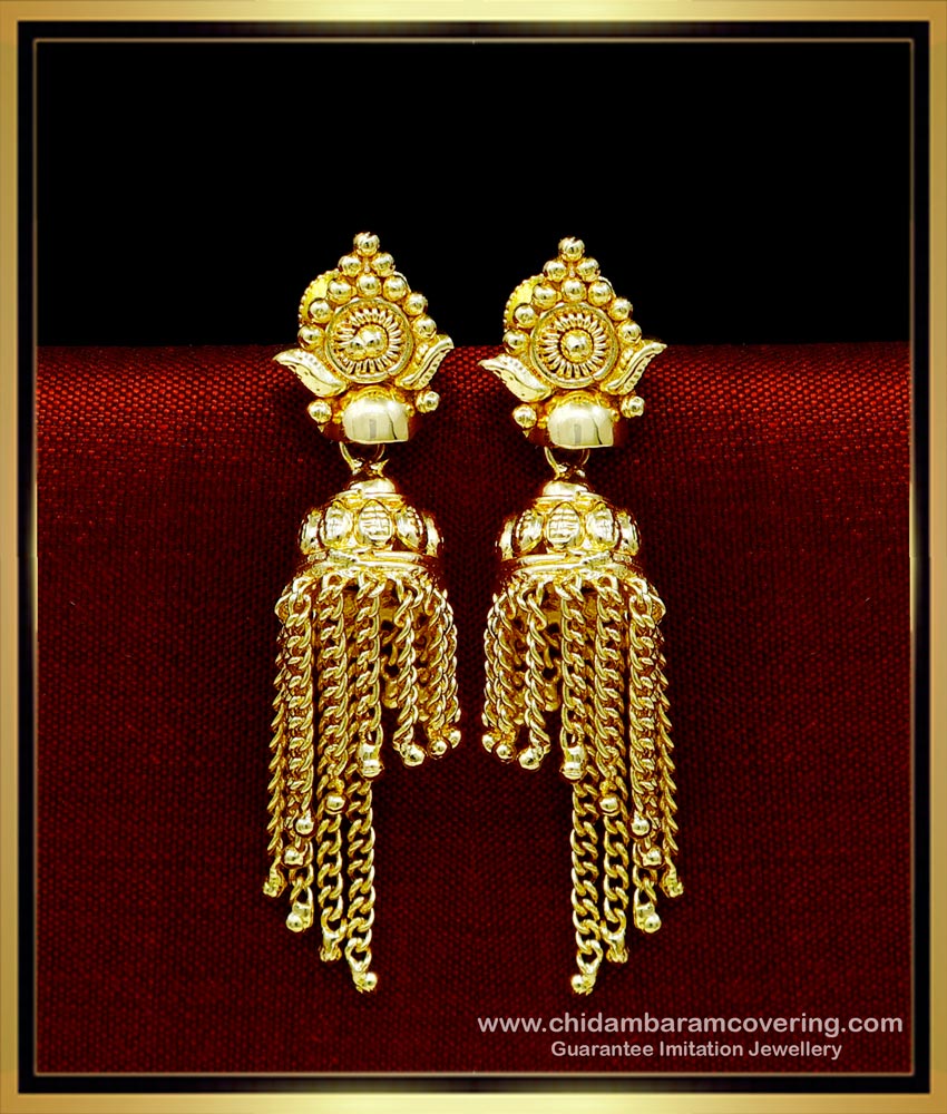 ERG1721 - Real Gold Design Hanging Chain Gold Plated Earrings Online