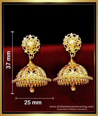 ERG1722 - South Indian One Gram Gold Jhumka Design Buy Online 