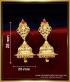ERG1724 - Latest White and Ruby Stone Jhumka Earrings Gold Design 