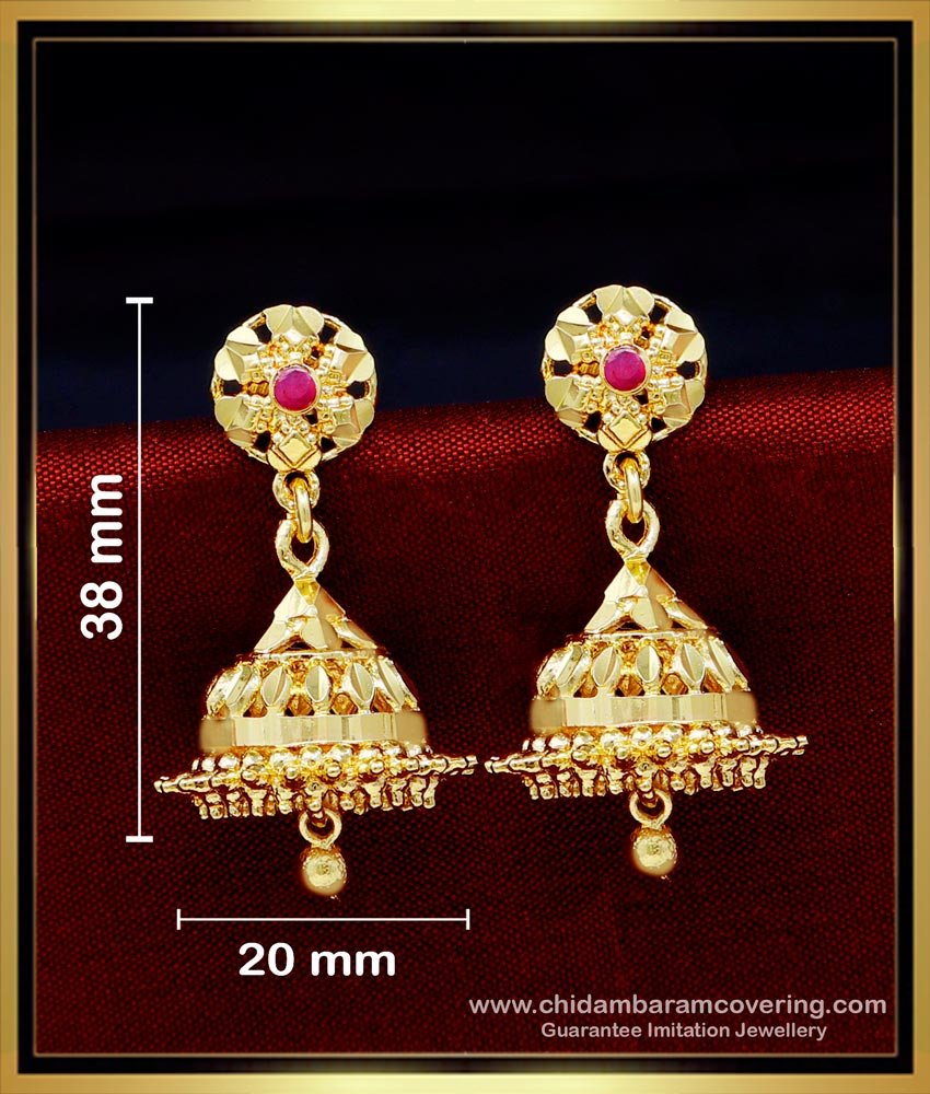 ERG1725 - Best Quality Daily Use 1 Gram Gold Jhumka Earrings Online