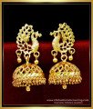 ERG1727 - Beautiful Peacock Model Bridal Gold Jhumka Design 