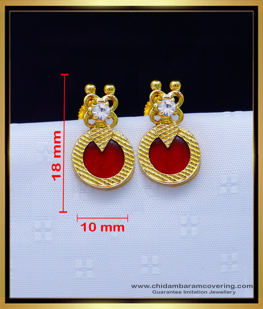 Erg1729 - Buy Kerala Palakka Stud Design 1 Gram Gold Jewellery