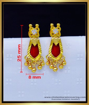 Erg1732 - Gold Plated White Stone Red Nagapadam Earrings Online