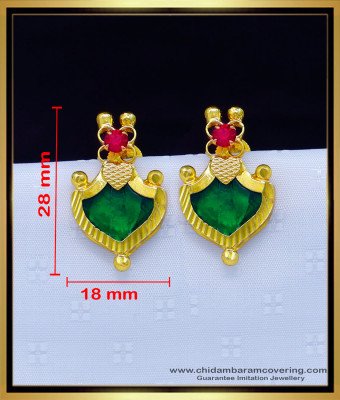 Erg1737 - Traditional Green Palakka Earrings Kerala Jewellery Online