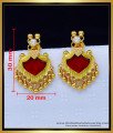 Erg1738 - Traditional Red Palaka Earrings Kerala Design Jewellery