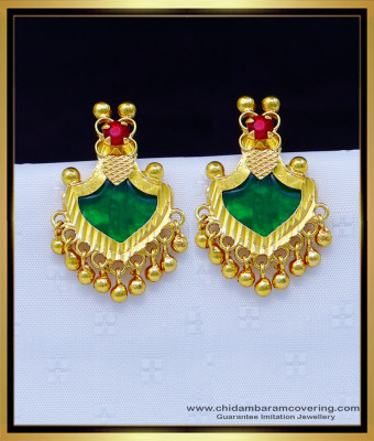 Erg1740 - Kerala Green Palakka Earrings Gold Plated Jewellery Online
